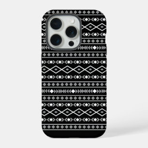 Azteekse vormen patroon wit grijs zwart iPhone 15 pro case