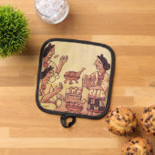 Azteekse vrouwen op een banket pannenlap (Top down)