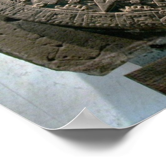 Azteekse "Zonnecalender," Mexico-Stad Poster (Hoek)