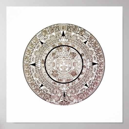 Azteekse Zonneschijfkalendar Poster (Voorkant)