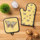 Azteekse zwaluwstaart ovenwant & pannenlap set (Top down)