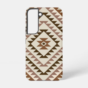 Azteken Diamant Motief Design Bruin+Crème Samsung Galaxy Hoesje