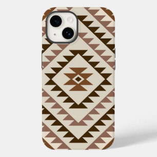 Azteken diamant motief ontwerp bruin+crème Case-Mate iPhone 14 hoesje
