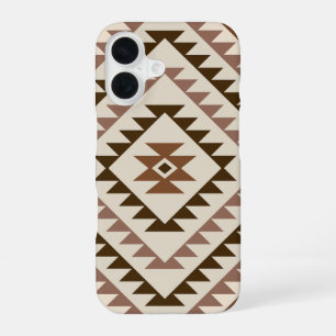 Azteken diamant motief ontwerp bruin+crème iPhone 16 hoesje