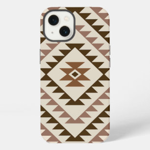 Azteken diamant motief ontwerp bruin+crème iPhone 13 hoesje