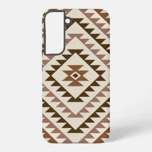 Azteken diamant motief ontwerp bruin+crème samsung galaxy hoesje