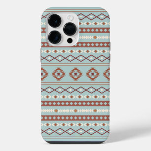 Azteken gemengd motiefpatroon roest crème blauw iPhone 14 pro max hoesje