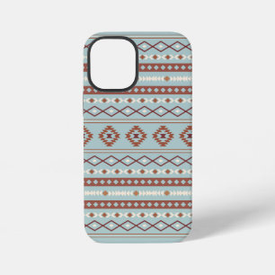 Azteken gemengd motiefpatroon roest crème blauw iPhone 12 mini hoesje