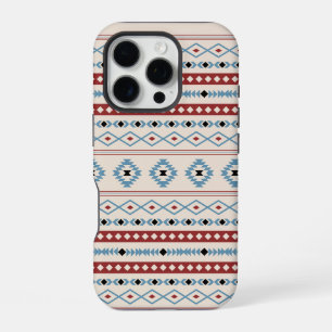 Azteken gemengd motiefpatroon rood blauw zwart crè iPhone 16 pro hoesje