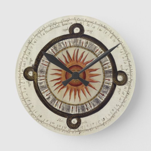 Azteken Mexicaanse kalender zonnewijzer zon 1790 v Ronde Klok (Voorkant)
