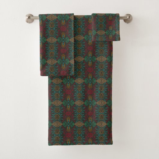 Azteken Native American Geometrisch Gestreept Patr Bad Handdoek (Insitu)