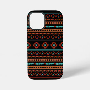 Azteken Roest Teal Zwart Gemengd Motieven Patroon iPhone 12 Mini Hoesje