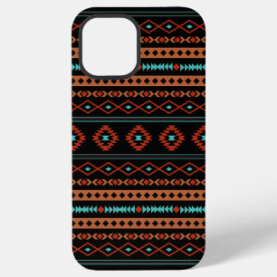 Azteken Roest Teal Zwart Gemengd Motieven Patroon iPhone 12 Pro Max Hoesje