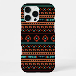 Azteken Roestig Turquoise Zwart Gemengde Motieven iPhone 16 Pro Max Hoesje