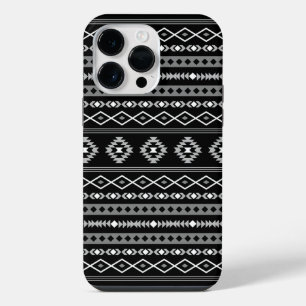 Azteken Wit Grijs Zwart Gemengde Motieven Patroon iPhone 14 Pro Max Hoesje