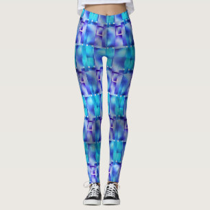 Azuis claros e escuro, vormen retangulares manchas leggings
