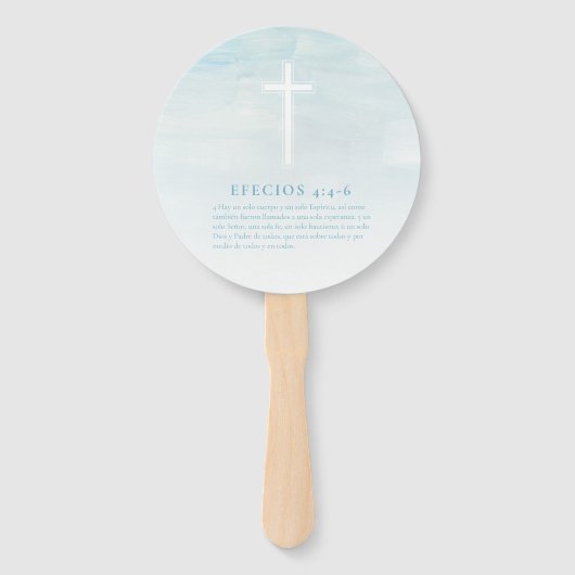Azul Bautizo Recuerdo Abanico de Mano Hand Fans Handwaaier (Achterkant)