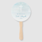 Azul Bautizo Recuerdo Abanico de Mano Hand Fans Handwaaier (Voorkant)