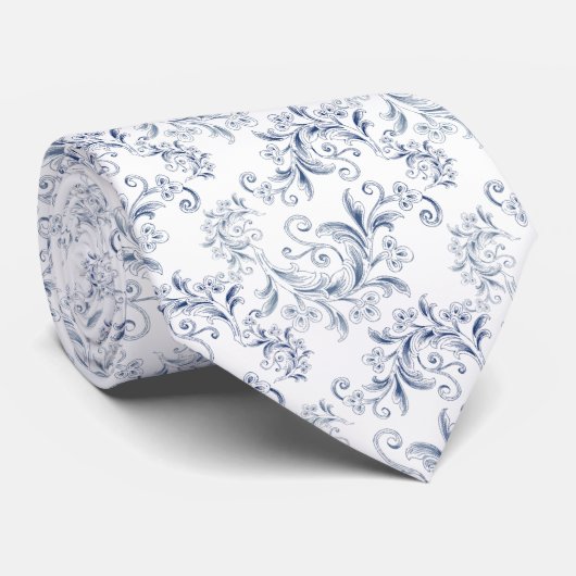 Azul degradado decorada con hojas y flores stropdas (Opgerold)