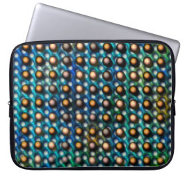 azul esverdeada com esferas marrom e furos redondo laptop sleeve