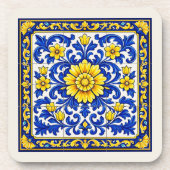 Azul Flor Dourada — Harde Plastic Onderzetter (Voorkant)