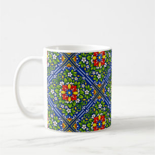 Azul Flor Grande— Mediterraanse Azulejo Koffiemok