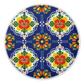 Azul Flor Mozaïek  Keramische Knop (Voorkant)