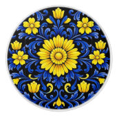 Azul Flor Noite Keramische Knop (Voorkant)