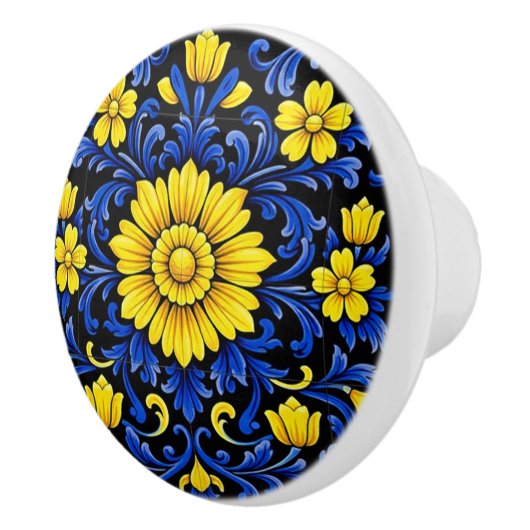 Azul Flor Noite Keramische Knop (Rechts)