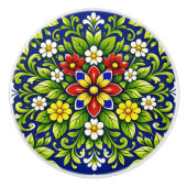 Azul Flor Radiante  Keramische Knop (Voorkant)