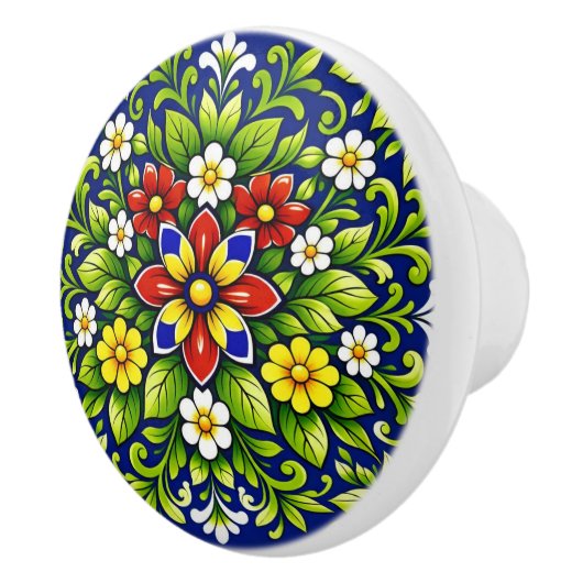 Azul Flor Radiante  Keramische Knop (Rechts)