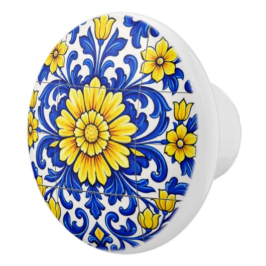 Azul Flor Solene Keramische Knop (Rechts)