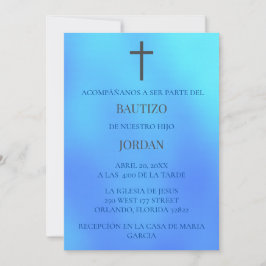 Azul Invitación de bautizo Kaart