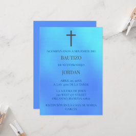 Azul Invitación de bautizo Kaart