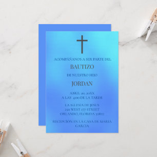Azul Invitación de bautizo Kaart