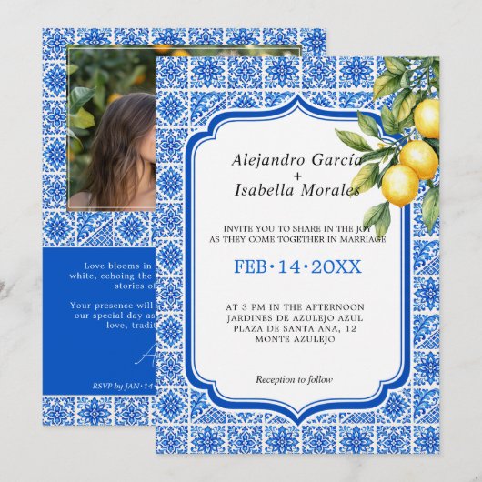 🍋💙Azul & Limone Romance – Foto-editie  Kaart (Voorkant / Achterkant)