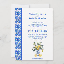 💙🍋Azul & Limone Romance – Klassieke Uitnodigi Kaart
