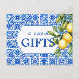 💙🍋Azul & Limone Romance Notitie bij cadeaus Informatiekaartje