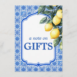 💙🍋 Azul & Limone Romance Notitie over Cadeaus Informatiekaartje