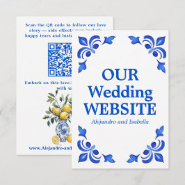💙🍋 Azul & Limone Romance QR Trouwwebsite Informatiekaartje