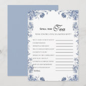  azul presupuesto Bridgerton Bridal Shower Game Kaart (Voorkant / Achterkant)