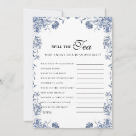  azul presupuesto Bridgerton Bridal Shower Game Kaart