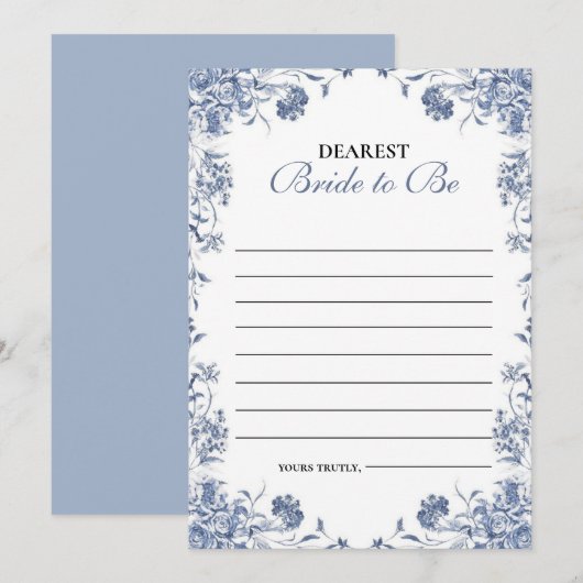  azul presupuesto Bridgerton Bridal Shower Game Kaart (Voorkant / Achterkant)