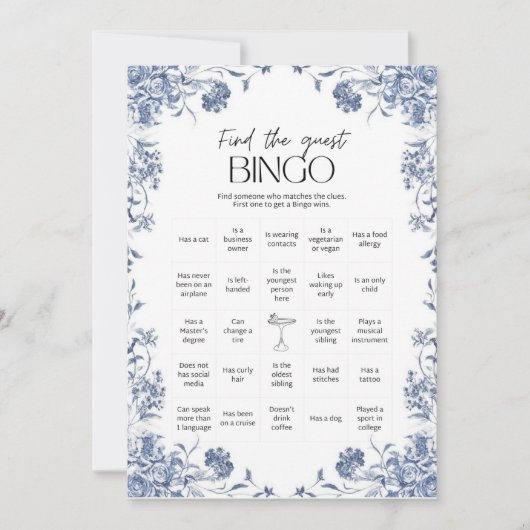 azul presupuesto Bridgerton Bridal Shower Game Kaart (Voorkant)