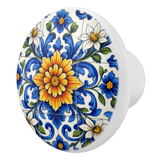 Azul Sol Flor  Keramische Knop (Rechts)