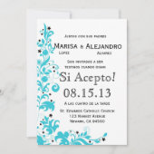 Azul Y Blanco Invitacion de Boda en español Kaart (Voorkant)
