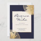 Azul y oro moderna Reserva la fecha Save The Date (Voorkant)