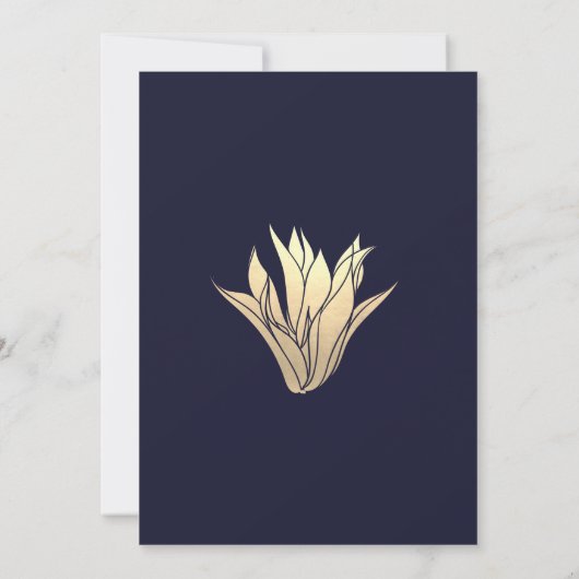 Azul y oro moderna Reserva la fecha Save The Date (Achterkant)