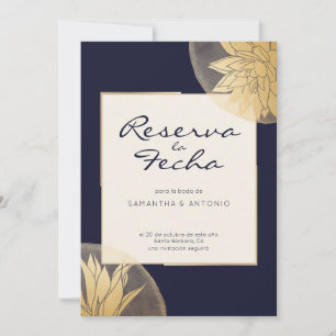 Azul y oro moderna Reserva la fecha Save The Date