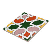 Azulejo 01 de geometría morisca verde y rojo en tegeltje (Zijkant)